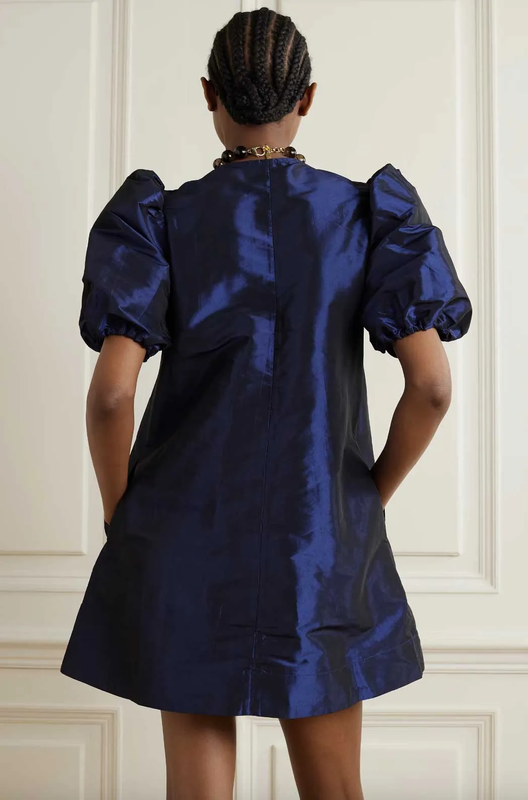 Taffeta Mini Dress Navy