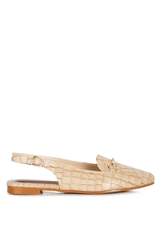 Temptation Croc Slingback Flat Sandals