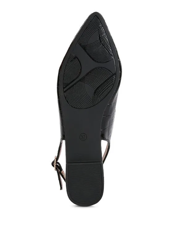 Temptation Croc Slingback Flat Sandals