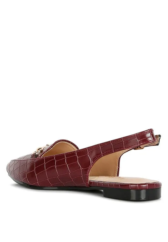 Temptation Croc Slingback Flat Sandals