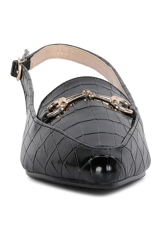 Temptation Croc Slingback Flat Sandals