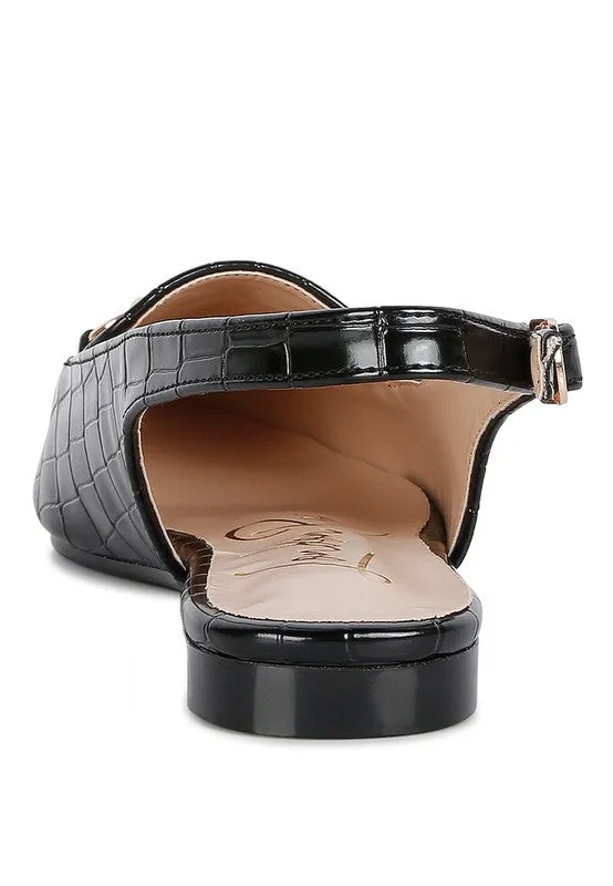 Temptation Croc Slingback Flat Sandals