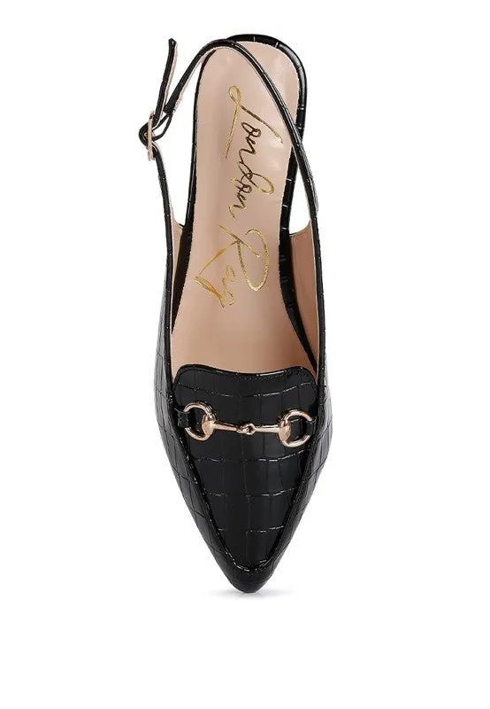 Temptation Croc Slingback Flat Sandals