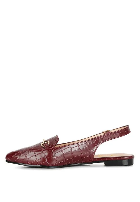Temptation Croc Slingback Flat Sandals