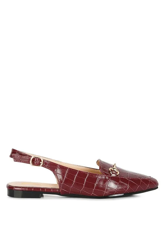 Temptation Croc Slingback Flat Sandals