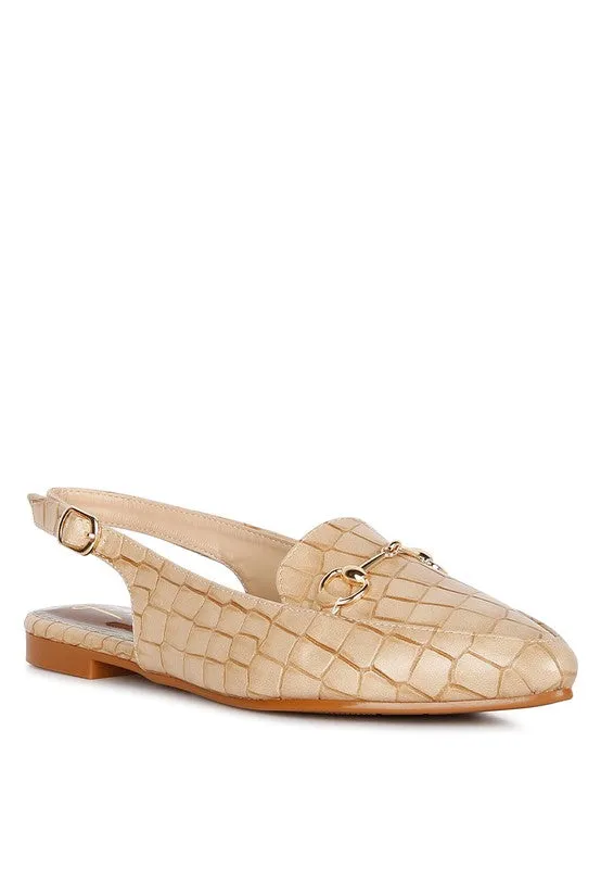Temptation Croc Slingback Flat Sandals