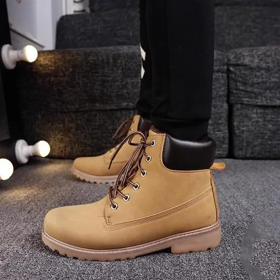 Women's lace up low heel work combat boots ankle booties