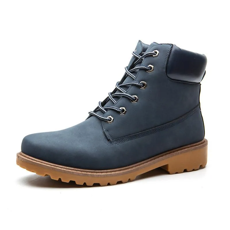 Women's lace up low heel work combat boots ankle booties