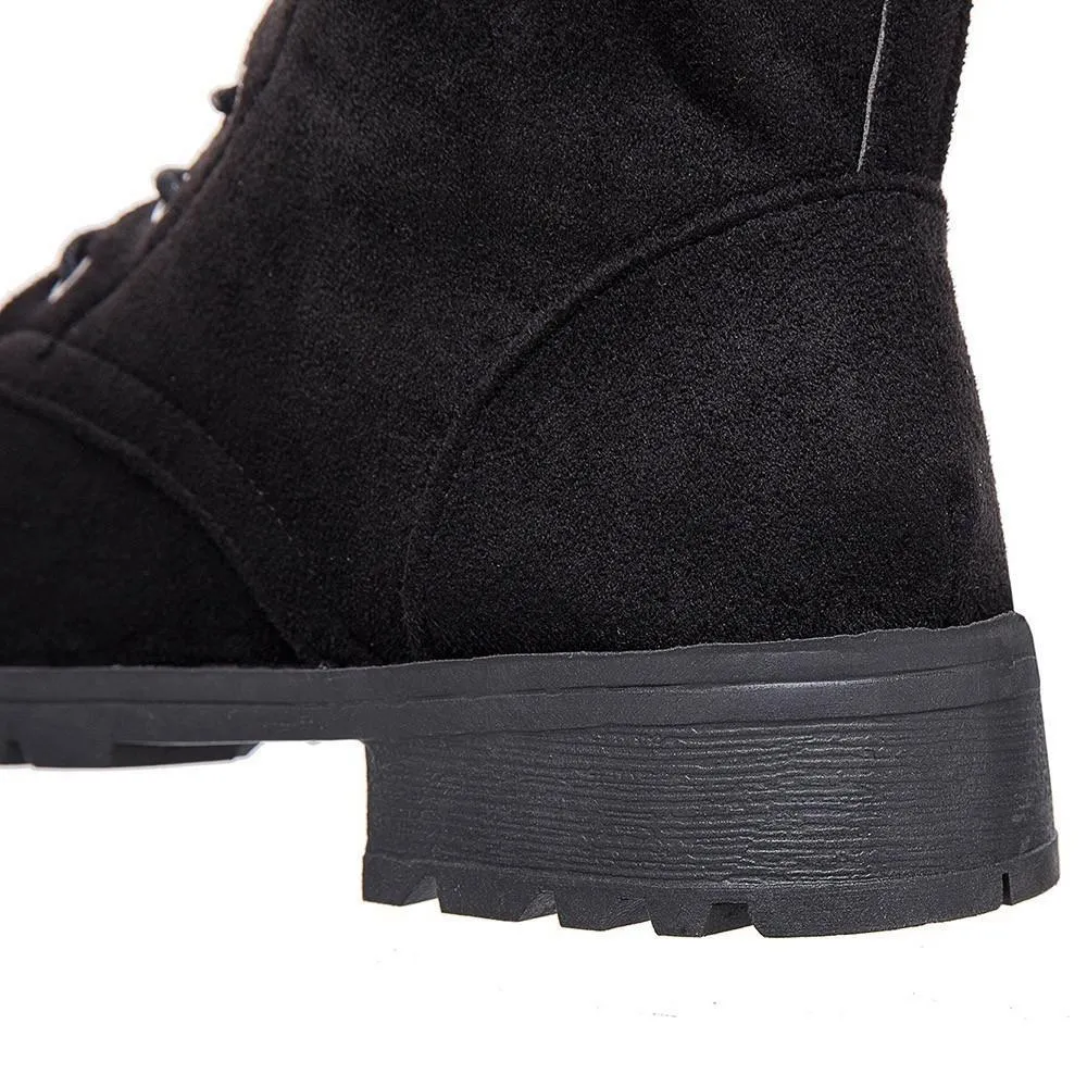 Women's thigh high combat boots | Flat lace-up over the knee boots