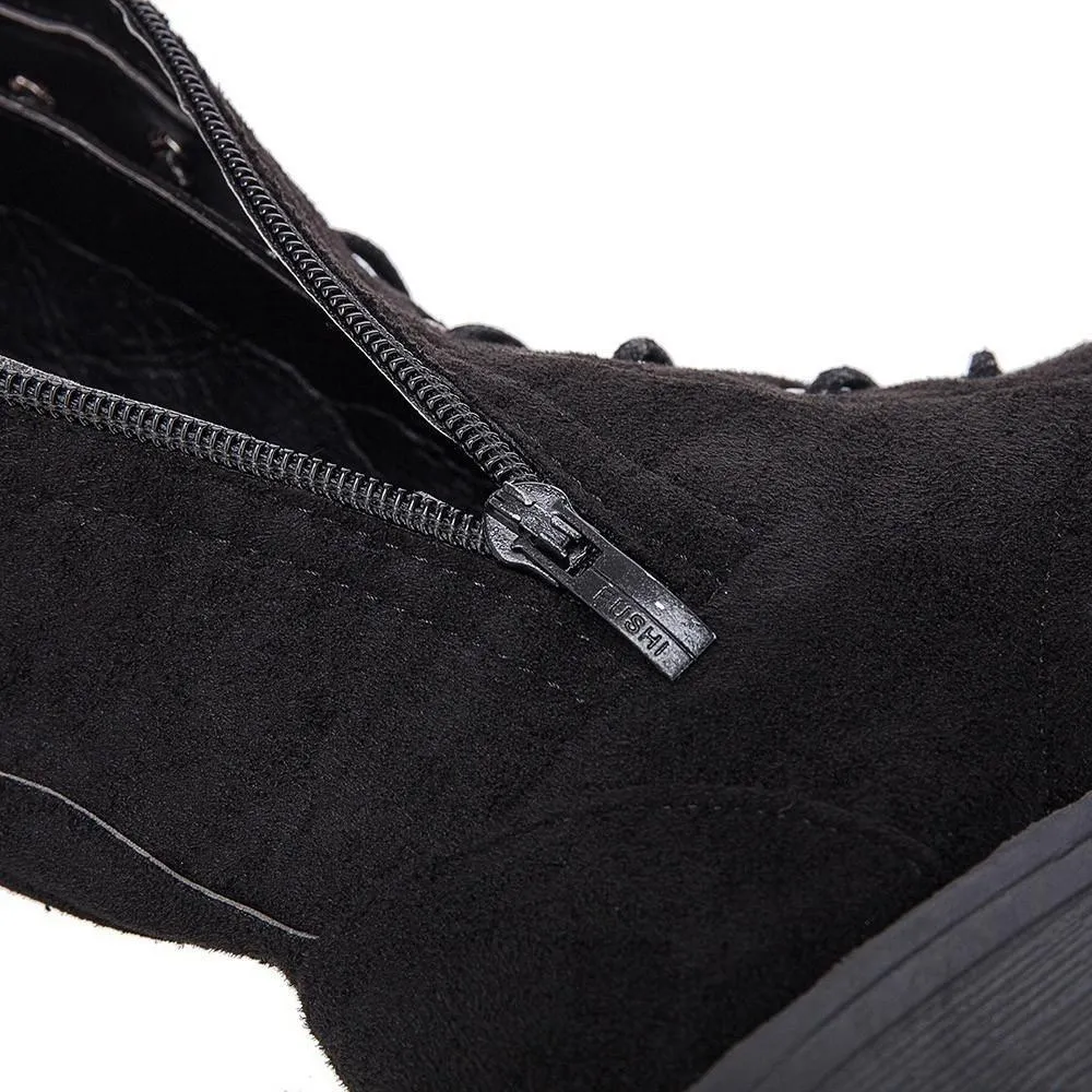 Women's thigh high combat boots | Flat lace-up over the knee boots
