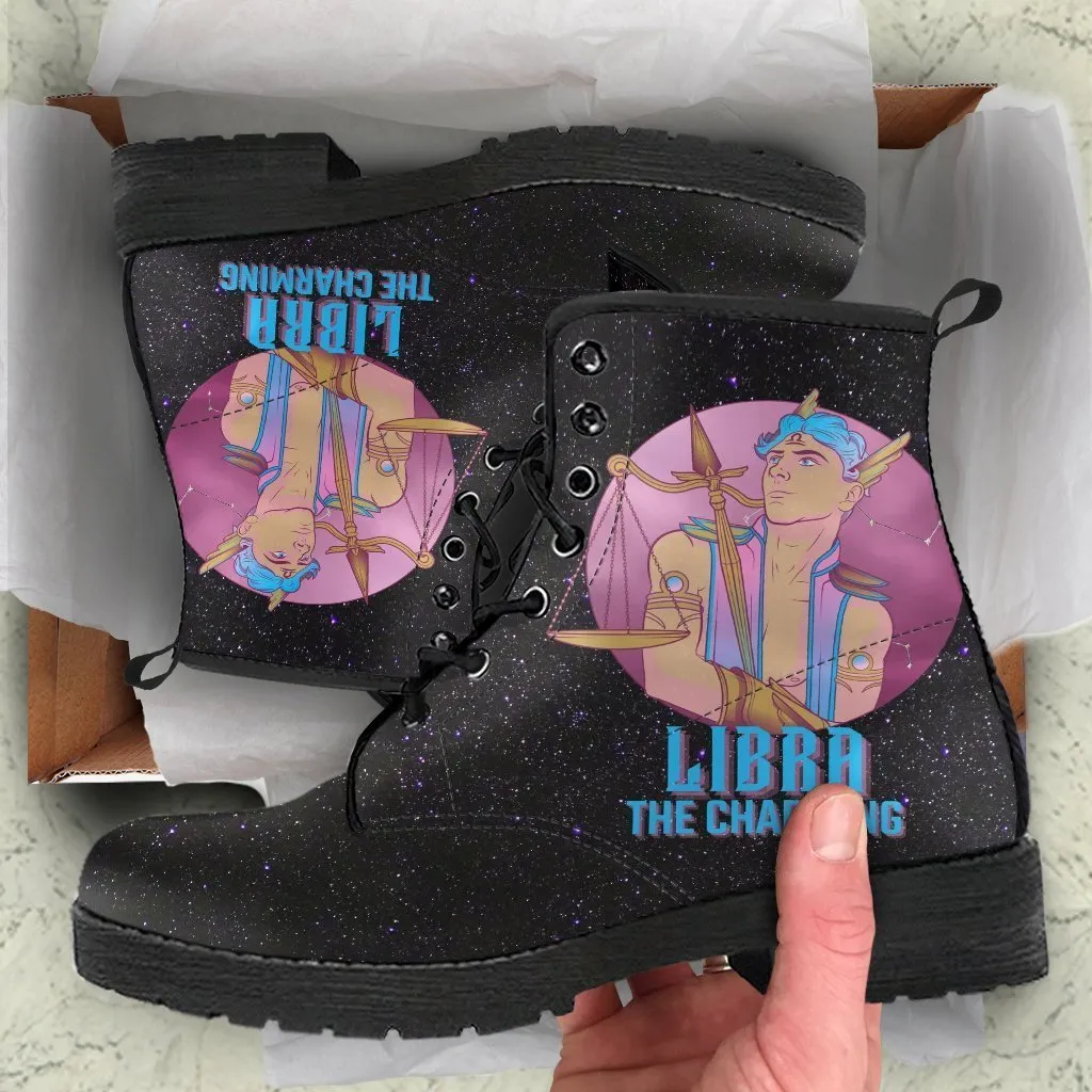Zodiac Combat Boots - Libra #1 | Vegan Leather Lace Up Boots Women, Handmade Lace Up Boots, Women's Boots, Custom Shoes, Aesthetic Shoes, Vegan Shoes